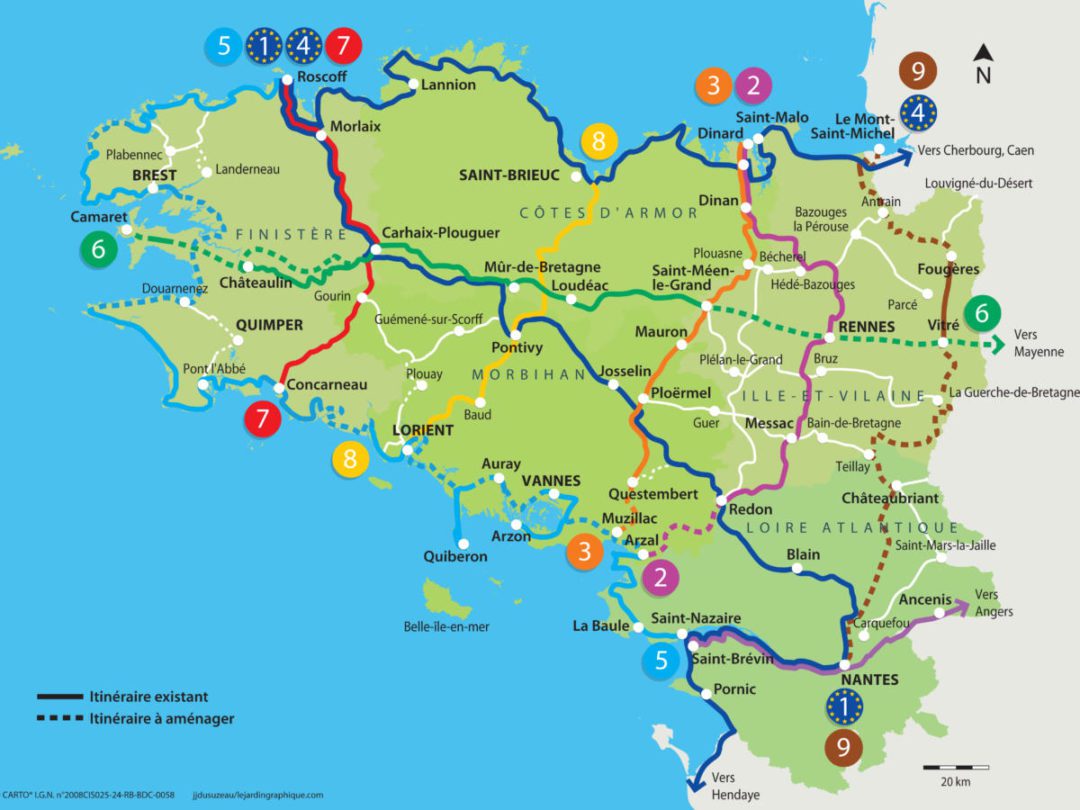 Carte Des Voies Vertes Et Pistes Cyclables En Bretagne - Pistes Cyclables