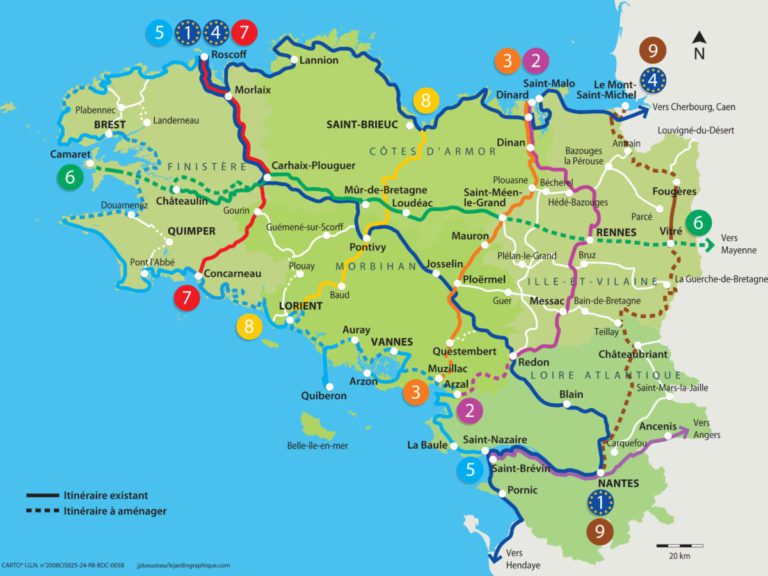 Carte des voies vertes et pistes cyclables en Bretagne Pistes Cyclables